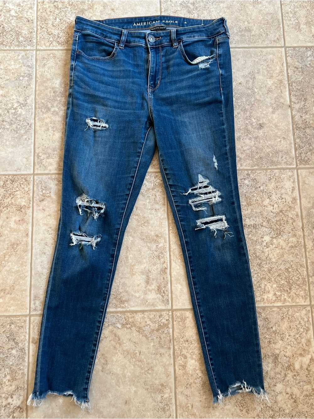 American Eagle Outfitters Women’s Distressed Jeggings 12 - Dark Blue